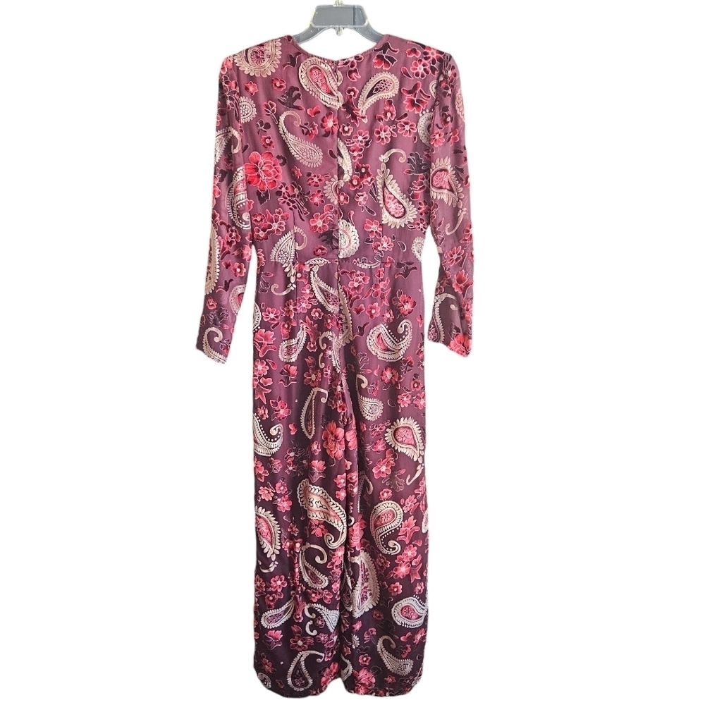 NWT Chelsea & Violet Maroon Velvet Boho Paisley Jumpsuit Sz Medium‎ - Picture 7 of 14